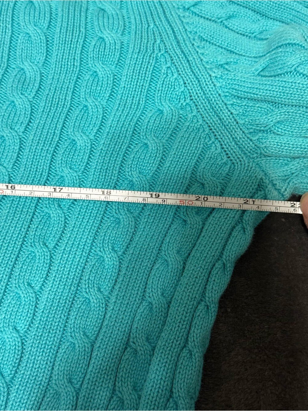 Ralph Lauren Cable-Knit Crewneck Sweater - Turquoise Blue - Picture 5 of 6